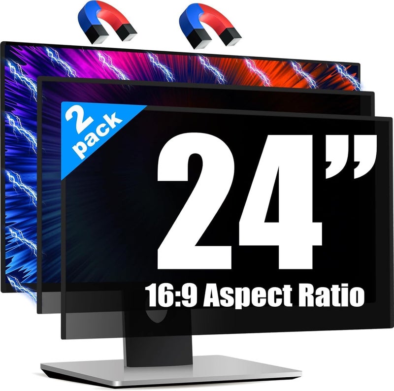 JEEETINTX Magnetic 2 Pack Invisible Hidden Design Computer Privacy Screen Filter 24 Inch for Frameless Monitor 16:9 Aspect Ratio, Removable Anti Glare Blue Light Protector, Double Sided Reversible Eye Care Film - Image 1